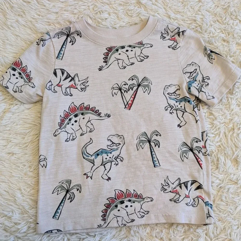 Garanimals Boys Size 3T Dinosaur Graphic Print Shirt Black Shorts Outfit Bundle